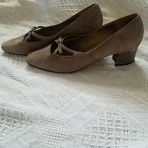 Ann Marino suede with snakeskin accents